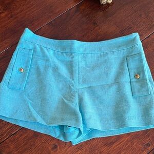 Leona Light Blue Women's Casual Linen-Blend Shorts